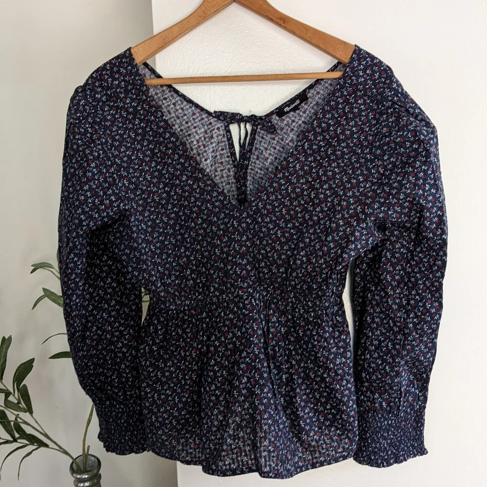 Sold! NWT Madewell Tie-Back Peplum Puff Sleeve Top - Picture 13 of 15